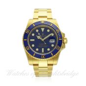 A FINE GENTLEMAN`S 18K SOLID GOLD ROLEX OYSTER PERPETUAL SUBMARINER BRACELET WATCH DATED 2008,