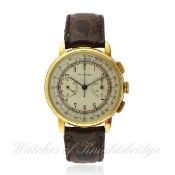 A GENTLEMAN`S 18K SOLID GOLD LONGINES 13ZN FLY BACK CHRONOGRAPH WRIST WATCH CIRCA 1941 D: Two tone