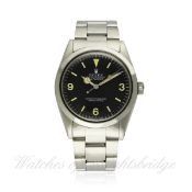 A RARE GENTLEMAN`S STAINLESS STEEL ROLEX OYSTER PERPETUAL EXPLORER BRACELET WATCH DATED 1981, REF.