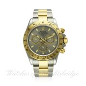 A GENTLEMAN`S STEEL & GOLD ROLEX OYSTER PERPETUAL COSMOGRAPH DAYTONA BRACELET WATCH CIRCA 2007, REF.