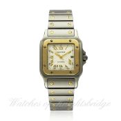 A GENTLEMAN`S STEEL & GOLD CARTIER SANTOS GALBEE AUTOMATIC BRACELET WATCH DATED 2001, REF. 2319 25TH