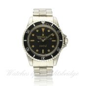 A RARE GENTLEMAN`S STAINLESS STEEL ROLEX OYSTER PERPETUAL SUBMARINER BRACELET WATCH CIRCA 1965, REF.