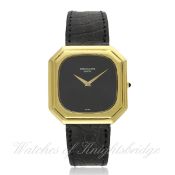 A RARE GENTLEMAN`S 18K SOLID GOLD PATEK PHILIPPE WRIST WATCH CIRCA 1970s, REF. 3731 D: Black Onyx