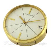 A GILT METAL 8 DAY JAEGER LECOULTRE DESK CLOCK CIRCA 1960s, REF. 383 D: Silver dial with gilt