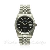 A GENTLEMAN`S STAINLESS STEEL ROLEX OYSTER PERPETUAL DATEJUST BRACELET WATCH CIRCA 1987, REF.