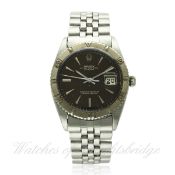 A RARE GENTLEMAN`S STAINLESS STEEL ROLEX OYSTER PERPETUAL DATEJUST ``TURN-O-GRAPH`` BRACELET WATCH