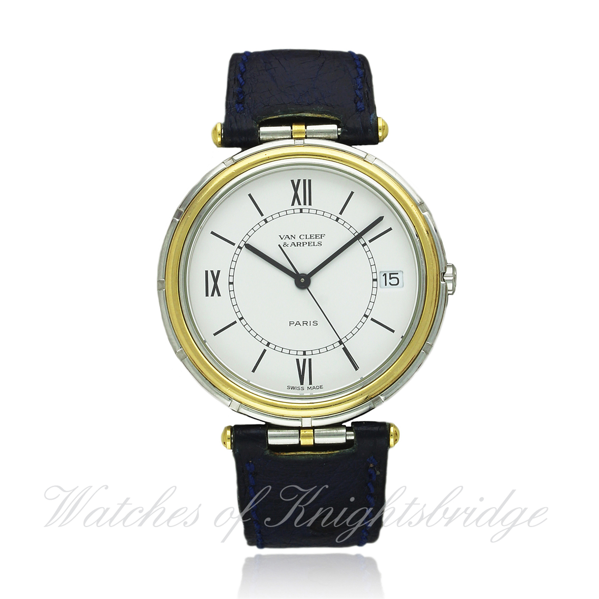 A GENTLEMAN`S STEEL & GOLD VAN CLEEF & ARPELS "LA COLLECTION" WRIST WATCH CIRCA 1990 D: White dial