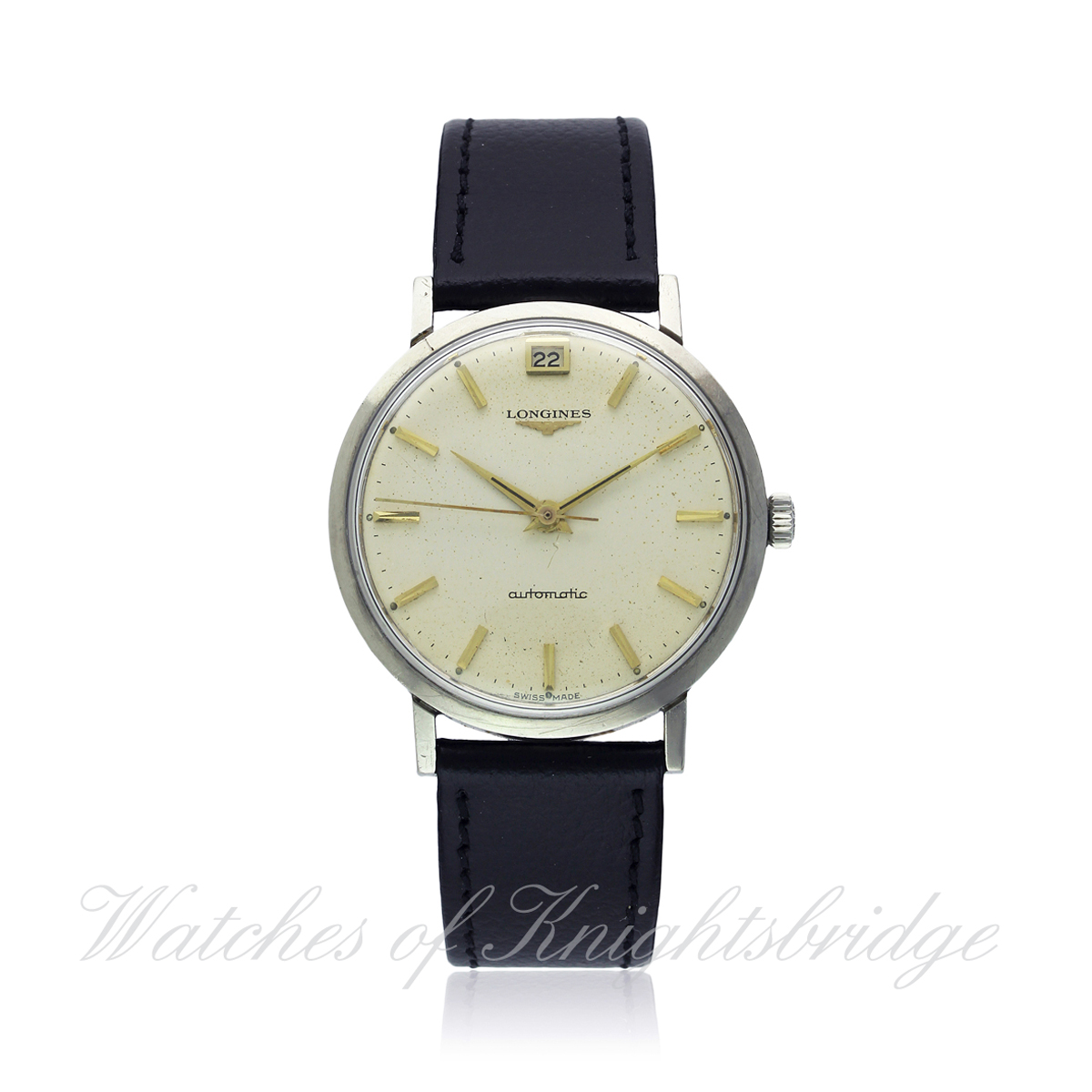 A GENTLEMAN`S STAINLESS STEEL LONGINES AUTOMATIC DATE WRIST WATCH CIRCA 1961 REF. 7844 3 D: Silver