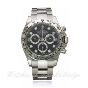 A FINE GENTLEMAN`S 18K SOLID WHITE GOLD & DIAMOND ROLEX OYSTER PERPETUAL COSMOGRAPH DAYTONA BRACELET