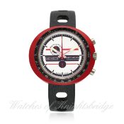 A GENTLEMAN`S HEUER LEONIDAS EASY RIDER CHRONOGRAPH WRIST WATCH CIRCA 1970s D: Red, white & black