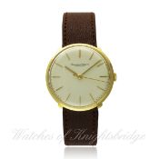 A GENTLEMAN`S 18K SOLID GOLD IWC SCHAFFHAUSEN WRIST WATCH CIRCA 1960s D: Silver dial with gilt