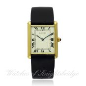 A RARE GENTLEMAN`S 18K SOLID GOLD CARTIER TANK AUTOMATIC "JUMBO" WRIST WATCH CIRCA 1980s D: White