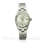 A LADIES STAINLESS STEEL ROLEX OYSTER PERPETUAL DATE BRACELET WATCH CIRCA 1961, REF. 6516 D: