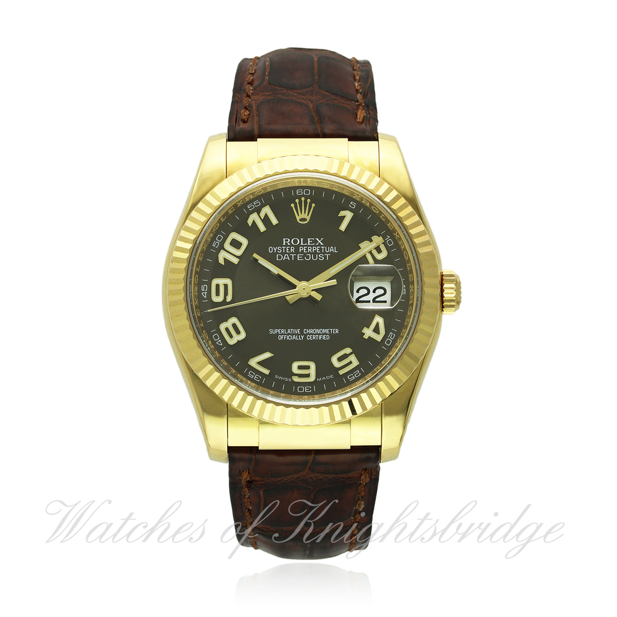 A GENTLEMAN`S 18K SOLID GOLD ROLEX OYSTER PERPETUAL DATEJUST WRIST WATCH DATED 2011, REF. 116138