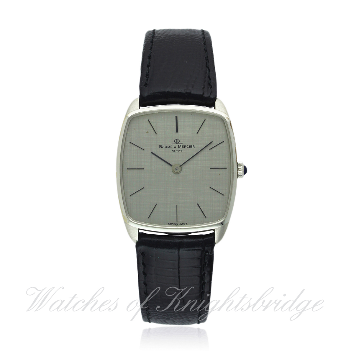 A GENTLEMAN`S 18K SOLID WHITE GOLD BAUME & MERCIER WRIST WATCH CIRCA 1980s, REF. 37060  D: Silver "