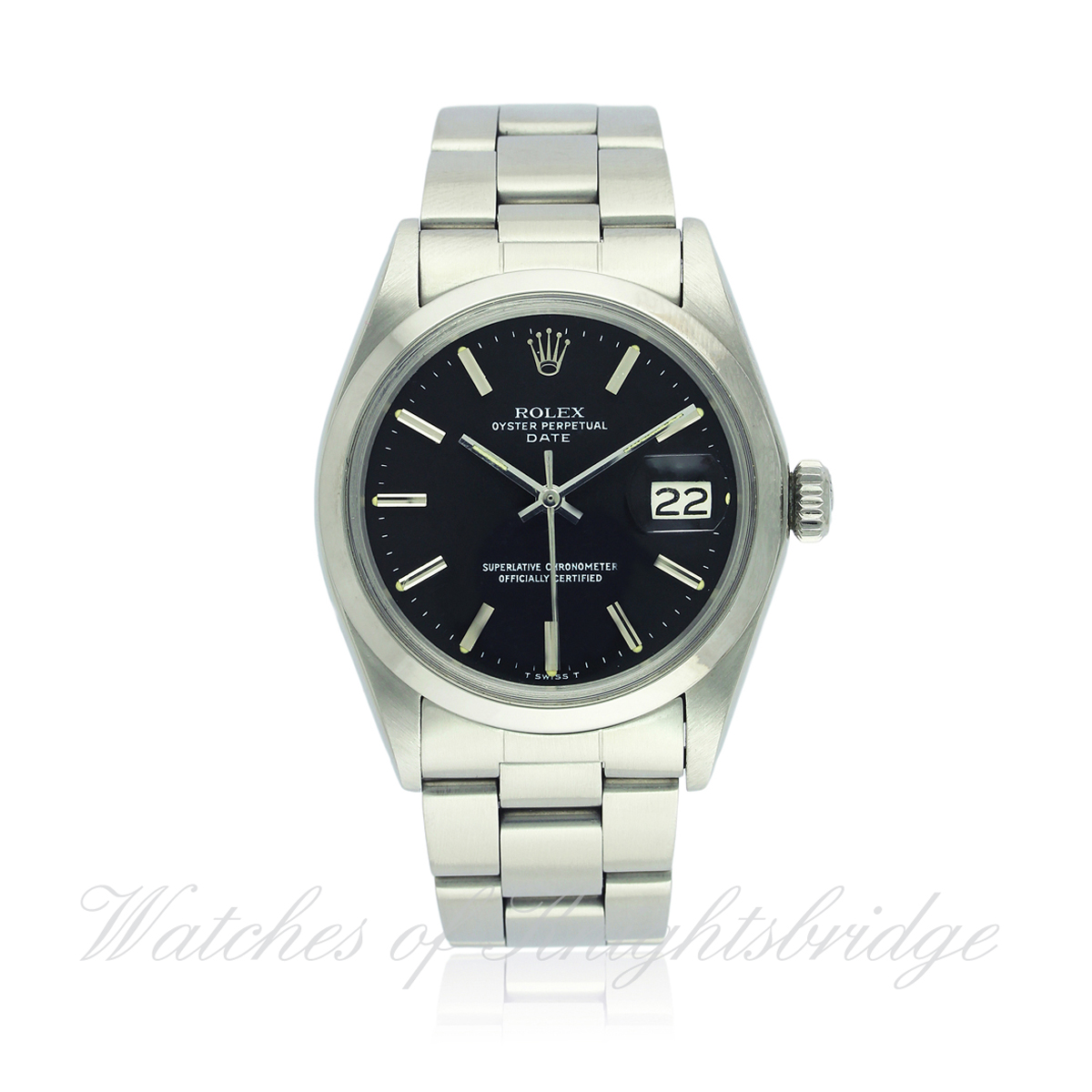 A GENTLEMAN`S STAINLESS STEEL ROLEX OYSTER PERPETUAL DATE BRACELET WATCH CIRCA 1971, REF. 1500 D: