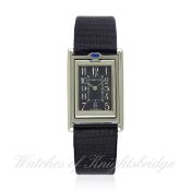 A GENTLEMAN`S STAINLESS STEEL CARTIER TANK BASCULANTE WRIST WATCH CIRCA 2000, REF. 2405 MILLENNIUM