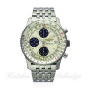 A GENTLEMAN`S STAINLESS STEEL BREITLING NAVITIMER FIGHTERS SPECIAL EDITION CHRONOGRAPH BRACELET