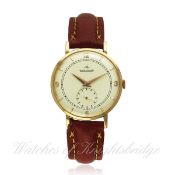 A GENTLEMAN`S LARGE SIZE 18K SOLID PINK GOLD JAEGER LECOULTRE WRIST WATCH CIRCA 1950s D: Silver dial