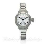 A LADIES STAINLESS STEEL ROLEX OYSTER "EGYPTIAN" BRACELET WATCH CIRCA 1940s D: White dial with