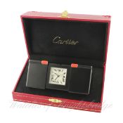 A PVD COATED LES PENDULETTE CARTIER ALARM DESK / TRAVEL CLOCK CIRCA 2012, REF. 2705 WITH ORIGINAL