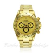 A FINE & RARE GENTLEMAN`S 18K SOLID GOLD ROLEX OYSTER PERPETUAL COSMOGRAPH DAYTONA BRACELET WATCH