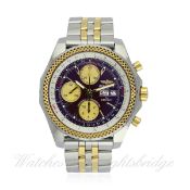 A GENTLEMAN`S STEEL & GOLD BREITLING BENTLEY GT CHRONOGRAPH WRISTWATCH CIRCA 2005, REF. D13362