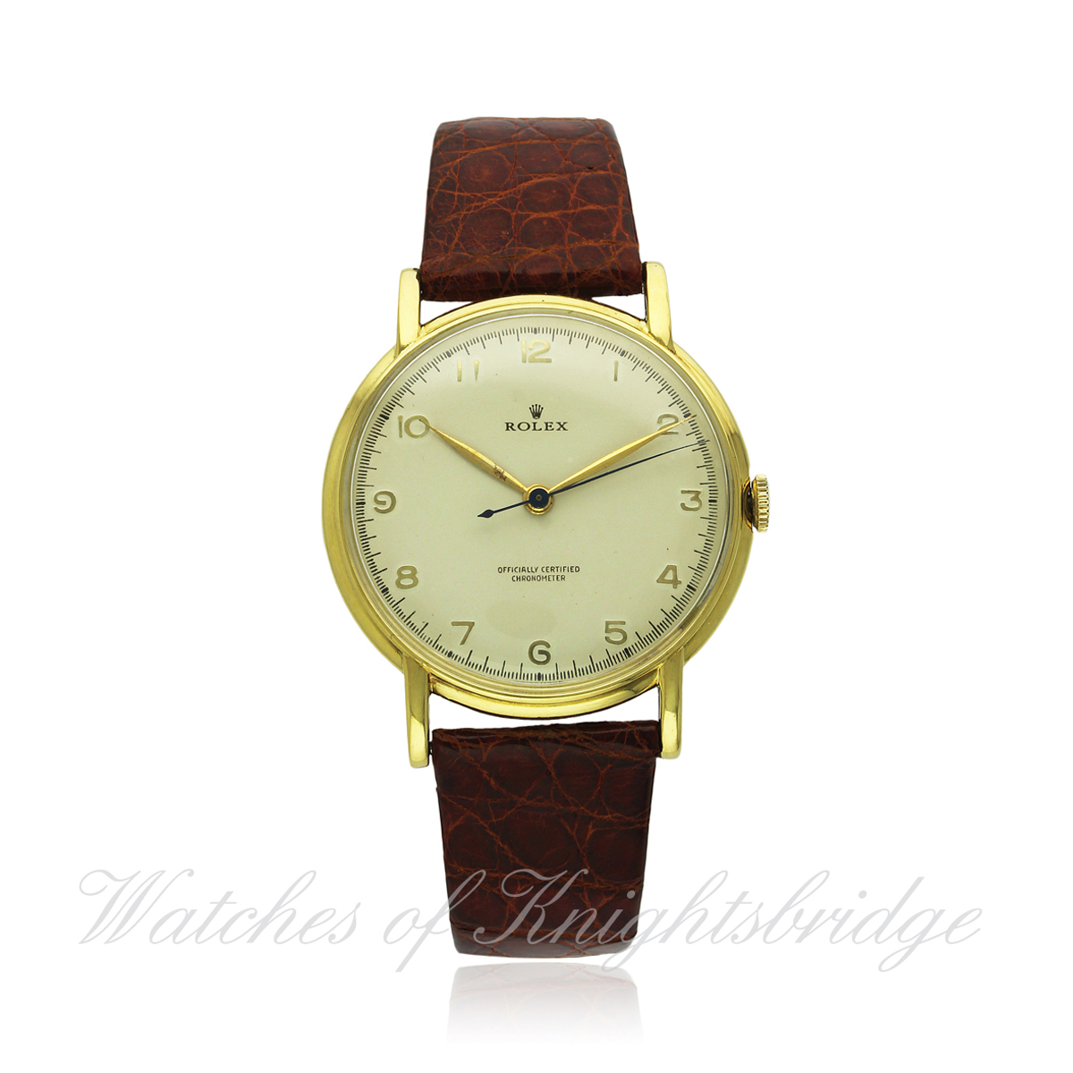 A RARE GENTLEMAN`S 18K SOLID GOLD ROLEX CHRONOMETER WRIST WATCH CIRCA 1950s, REF. 720 / 4222 D: