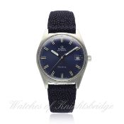 A GENTLEMAN`S STAINLESS STEEL OMEGA GENEVE AUTOMATIC DATE WRIST WATCH CIRCA 1970, REF. 166.041 D: