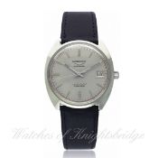 A GENTLEMAN`S STAINLESS STEEL LONGINES ADMIRAL AUTOMATIC WRIST WATCH CIRCA 1970 D: Silver dial