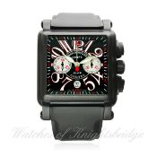 A GENTLEMAN`S BLACK PVD COATED FRANCK MULLER CORTEZ KING CONQUISTADOR CHRONOGRAPH WRIST WATCH