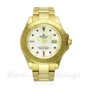 A FINE & RARE GENTLEMAN`S 18K SOLID GOLD & RUBY ROLEX OYSTER PERPETUAL DATE YACHT MASTER BRACELET