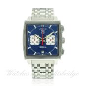 A GENTLEMAN`S STAINLESS STEEL TAG HEUER "STEVE MCQUEEN" MONACO AUTOMATIC CHRONOGRAPH BRACELET