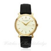 A GENTLEMAN`S LARGE SIZE 18K SOLID PINK GOLD IWC SCHAFFHAUSEN WRIST WATCH CIRCA 1950s D: Silver dial