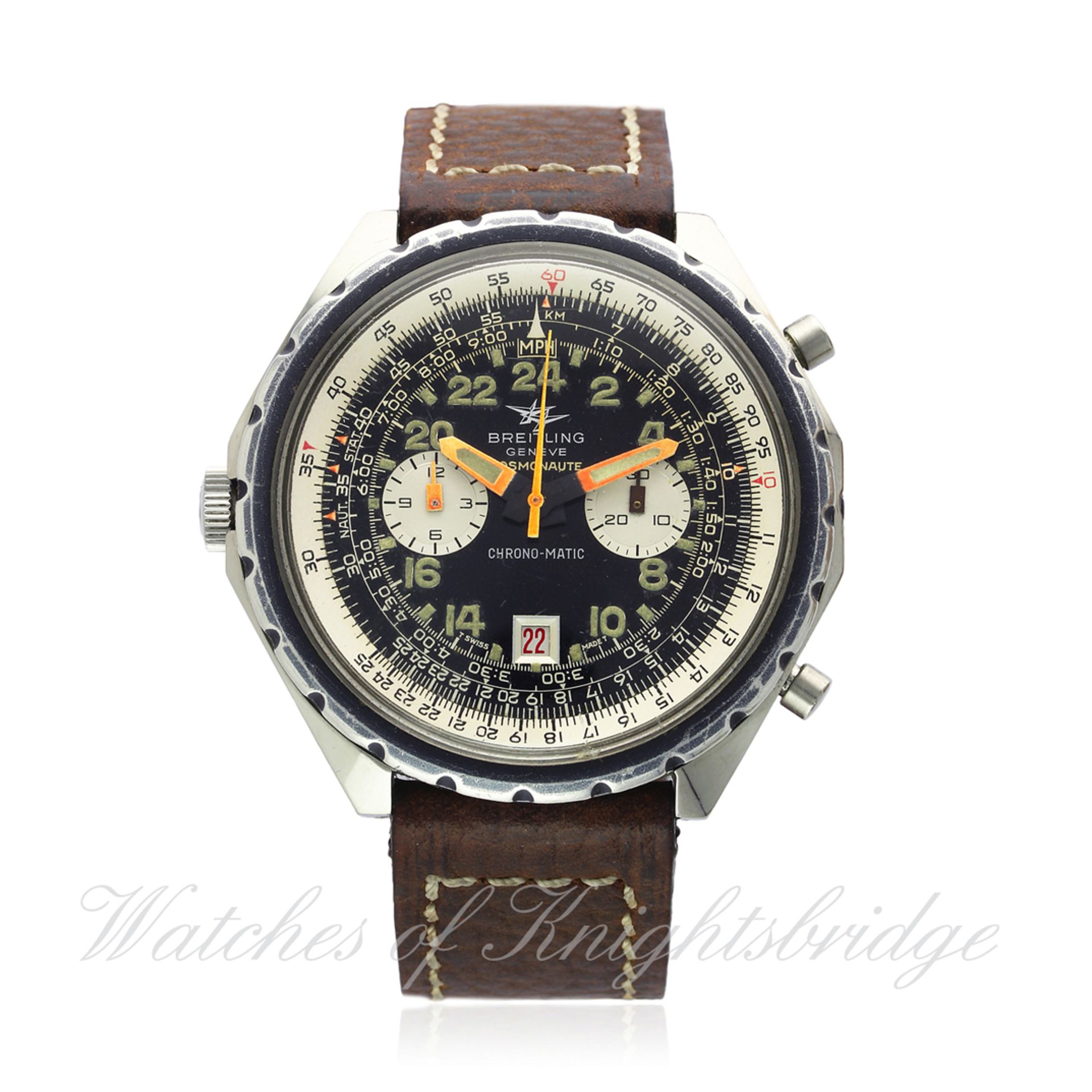 A RARE GENTLEMAN`S STAINLESS STEEL BREITLING 24 HOUR COSMONAUTE CHRONO-MATIC CHRONOGRAPH WRIST WATCH