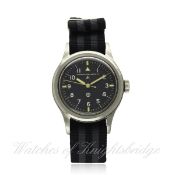 A GENTLEMAN`S STAINLESS STEEL BRITISH MILITARY R.A.F. IWC MARK 11 PILOT`S WRIST WATCH DATED 1952