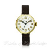 A RARE GENTLEMAN`S 18K SOLID GOLD LONGINES `THE TIME RIGHT` CENTRE SECONDS WRIST WATCH CIRCA 1917 D: