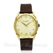 A GENTLEMAN`S LARGE SIZE 18K SOLID GOLD IWC SCHAFFHAUSEN WRIST WATCH CIRCA 1950s, A PRESENTATION