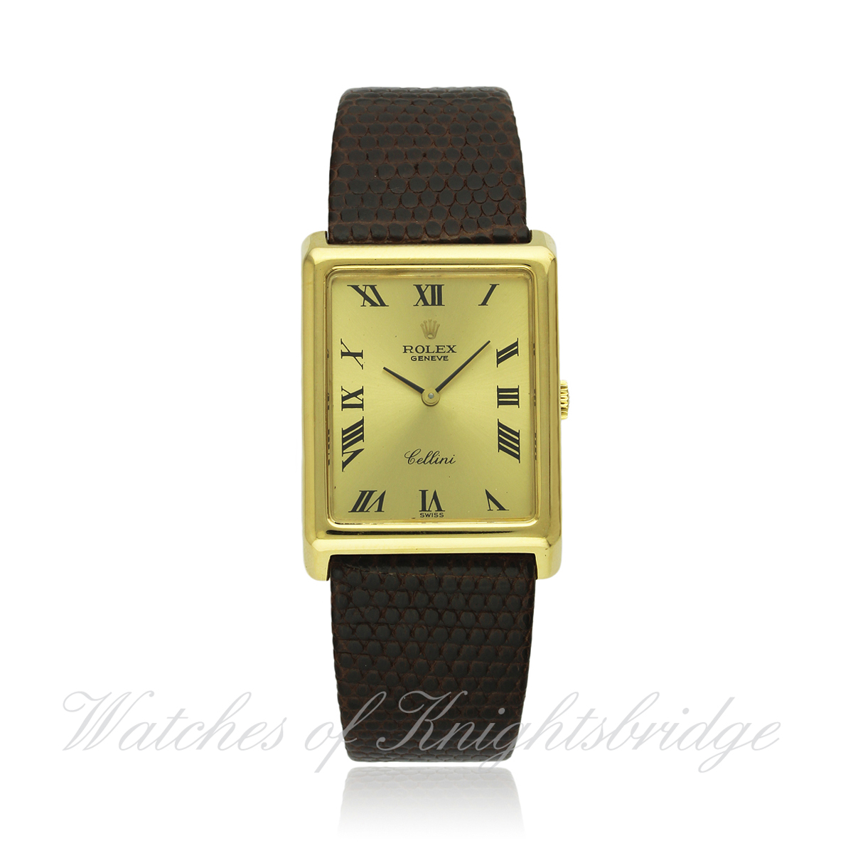 A GENTLEMAN`S 18K SOLID YELLOW GOLD ROLEX CELLINI WRIST WATCH CIRCA 1980s REF. 4105 WITH BOX &