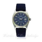 A GENTLEMAN`S STEEL & WHITE GOLD ROLEX OYSTER PERPETUAL DATEJUST WRIST WATCH CIRCA 1972, REF. 1601