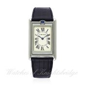 A RARE GENTLEMAN`S STAINLESS STEEL CARTIER TANK BASCULANTE "JUMBO" WRIST WATCH CIRCA 2000S, REF.