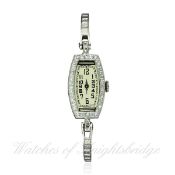 A FINE LADIES 18K SOLID WHITE GOLD & DIAMOND AUDEMARS PIGUET BRACELET WATCH CIRCA 1930, REF. 5239 D: