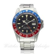 A RARE GENTLEMAN`S STAINLESS STEEL ROLEX OYSTER PERPETUAL GMT MASTER BRACELET WATCH CIRCA 1966, REF.