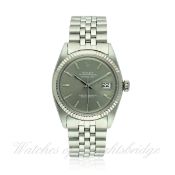 A GENTLEMAN`S STEEL & WHITE GOLD ROLEX OYSTER PERPETUAL DATEJUST BRACELET WATCH CIRCA 1964, REF.