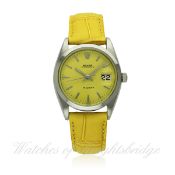 A GENTLEMAN`S STAINLESS STEEL ROLEX OYSTERDATE PRECISION WRIST WATCH CIRCA 1966, REF. 6694 D: Yellow