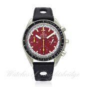 A GENTLEMAN`S STAINLESS STEEL OMEGA SPEEDMASTER AUTOMATIC CHRONOGRAPH WRIST WATCH CIRCA 1995,