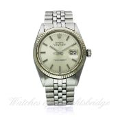 A GENTLEMAN`S STEEL & WHITE GOLD ROLEX OYSTER PERPETUAL DATEJUST BRACELET WATCH CIRCA 1969, REF.