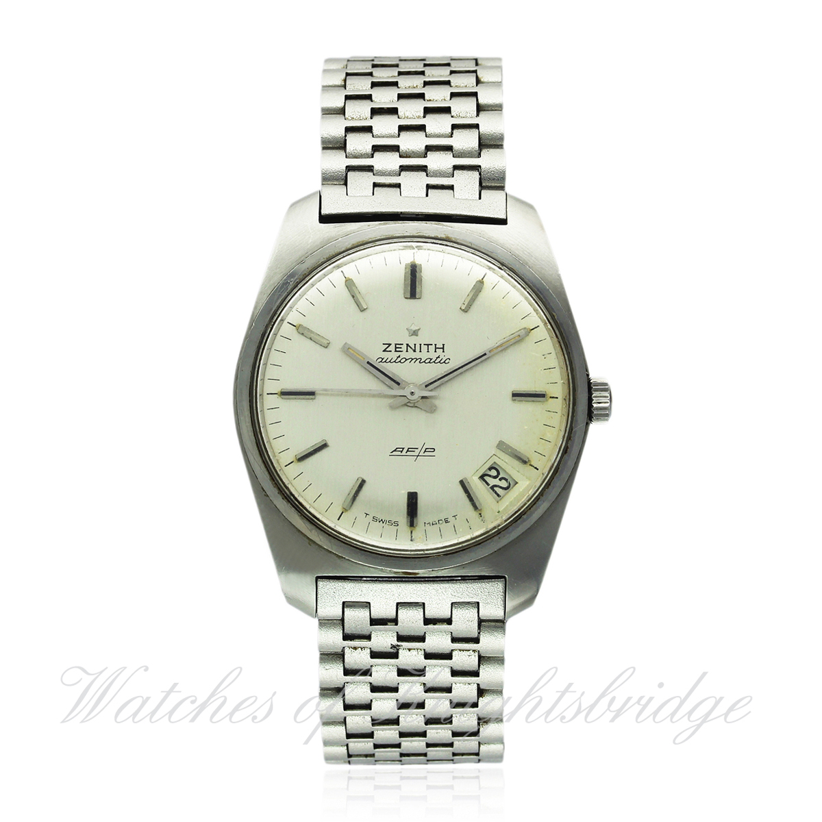 A GENTLEMAN`S STAINLESS STEEL ZENITH AF/P AUTOMATIC BRACELET WATCH CIRCA 1970s D: Silver dial with