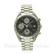 A GENTLEMAN`S STAINLESS STEEL OMEGA SPEEDMASTER AUTOMATIC CHRONOGRAPH BRACELET WATCH CIRCA 1995 WITH