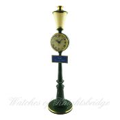 A JAEGER 8 DAY ALARM RUE DE LA PAIX "STREET LAMP" DESK CLOCK CIRCA 1960s D: Ivory colour dial with